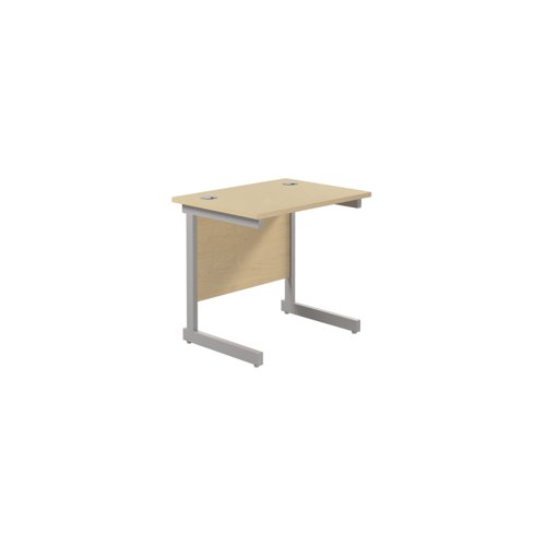 Single Upright Rectangular Desk: 600mm Deep (FSC) 800 X 600 Maple/Silver