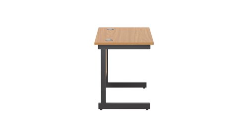 SU8060RECNOBK | The Single Upright Rectangular Desk, with its sleek and stylish design, this Modern cantilever leg rectangular office desk is available in white, black and silver legs to suit any decor. The desk comes with cable ports supplied as a standard, making it easy to keep your workspace tidy and organised. The adjustable feet ensure that the desk is level on uneven floors, while the included modesty panels provide privacy and a professional look. Whether you're working from home or in the office, our Single Upright Rectangular Desk is the ideal choice for a comfortable and productive workspace.