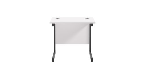 SU8060RECWHBK | The Single Upright Rectangular Desk, with its sleek and stylish design, this Modern cantilever leg rectangular office desk is available in white, black and silver legs to suit any decor. The desk comes with cable ports supplied as a standard, making it easy to keep your workspace tidy and organised. The adjustable feet ensure that the desk is level on uneven floors, while the included modesty panels provide privacy and a professional look. Whether you're working from home or in the office, our Single Upright Rectangular Desk is the ideal choice for a comfortable and productive workspace.