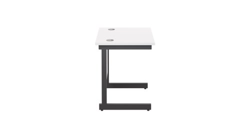 SU8060RECWHBK | The Single Upright Rectangular Desk, with its sleek and stylish design, this Modern cantilever leg rectangular office desk is available in white, black and silver legs to suit any decor. The desk comes with cable ports supplied as a standard, making it easy to keep your workspace tidy and organised. The adjustable feet ensure that the desk is level on uneven floors, while the included modesty panels provide privacy and a professional look. Whether you're working from home or in the office, our Single Upright Rectangular Desk is the ideal choice for a comfortable and productive workspace.