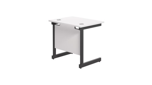 SU8060RECWHBK | The Single Upright Rectangular Desk, with its sleek and stylish design, this Modern cantilever leg rectangular office desk is available in white, black and silver legs to suit any decor. The desk comes with cable ports supplied as a standard, making it easy to keep your workspace tidy and organised. The adjustable feet ensure that the desk is level on uneven floors, while the included modesty panels provide privacy and a professional look. Whether you're working from home or in the office, our Single Upright Rectangular Desk is the ideal choice for a comfortable and productive workspace.
