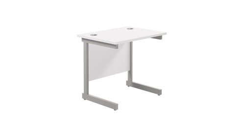 Single Upright Rectangular Desk: 600mm Deep (FSC) 800 X 600 White/Silver