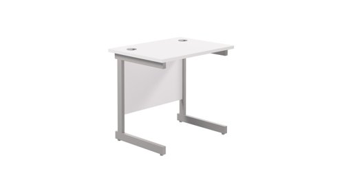 Single Upright Rectangular Desk: 600mm Deep 800 X 600 White/Silver