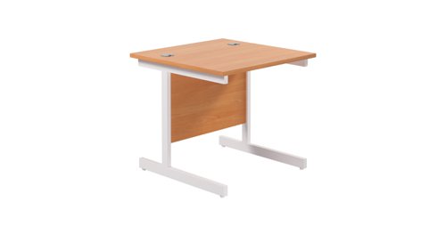 Single Upright Rectangular Desk: 800mm Deep 800 X 800 Beech/White