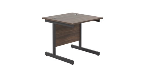 Single Upright Rectangular Desk: 800mm Deep 800 X 800 Dark Walnut/Black