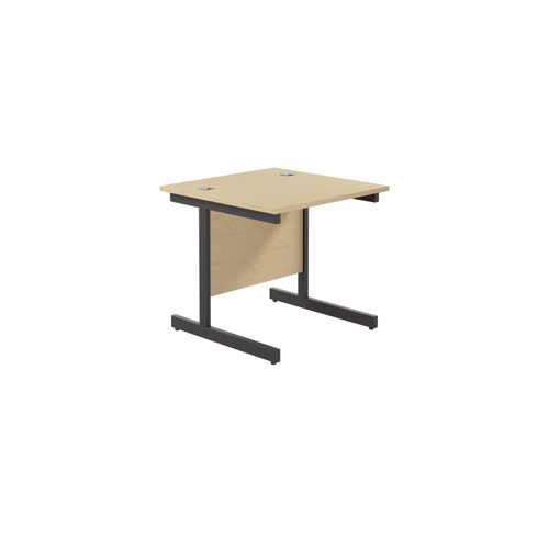 Single Upright Rectangular Desk: 800mm Deep (FSC) 800 X 800 Maple/Black