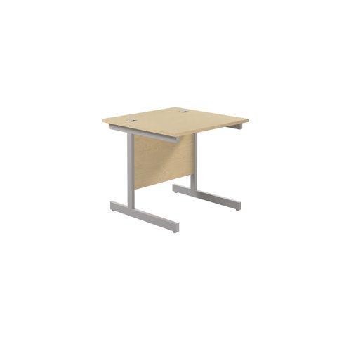 Single Upright Rectangular Desk: 800mm Deep (FSC) 800 X 800 Maple/Silver