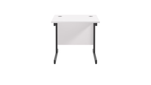 SU8080RECWHBK | The Single Upright Rectangular Desk, with its sleek and stylish design, this Modern cantilever leg rectangular office desk is available in white, black and silver legs to suit any decor. The desk comes with cable ports supplied as a standard, making it easy to keep your workspace tidy and organised. The adjustable feet ensure that the desk is level on uneven floors, while the included modesty panels provide privacy and a professional look. Whether you're working from home or in the office, our Single Upright Rectangular Desk is the ideal choice for a comfortable and productive workspace.
