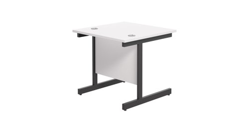 SU8080RECWHBK | The Single Upright Rectangular Desk, with its sleek and stylish design, this Modern cantilever leg rectangular office desk is available in white, black and silver legs to suit any decor. The desk comes with cable ports supplied as a standard, making it easy to keep your workspace tidy and organised. The adjustable feet ensure that the desk is level on uneven floors, while the included modesty panels provide privacy and a professional look. Whether you're working from home or in the office, our Single Upright Rectangular Desk is the ideal choice for a comfortable and productive workspace.