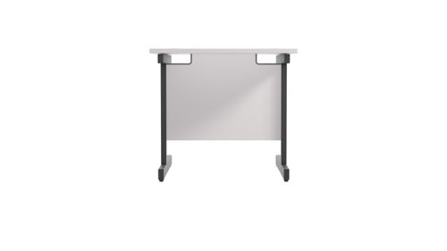 SU8080RECWHBK | The Single Upright Rectangular Desk, with its sleek and stylish design, this Modern cantilever leg rectangular office desk is available in white, black and silver legs to suit any decor. The desk comes with cable ports supplied as a standard, making it easy to keep your workspace tidy and organised. The adjustable feet ensure that the desk is level on uneven floors, while the included modesty panels provide privacy and a professional look. Whether you're working from home or in the office, our Single Upright Rectangular Desk is the ideal choice for a comfortable and productive workspace.