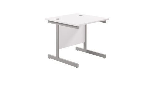 Single Upright Rectangular Desk: 800mm Deep (FSC) 800 X 800 White/Silver