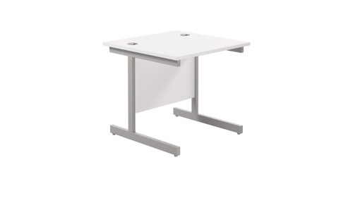 Single Upright Rectangular Desk: 800mm Deep 800 X 800 White/Silver