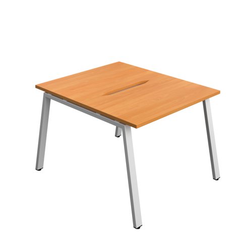 Synergy Bench with Cut Out: 2 Person (FSC) : A-Frame Leg : 1000 700 Beech/Silver