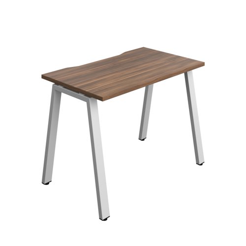 Synergy Bench with Cut Out: 1 Person (FSC) : A-Frame Leg : 1000 700 Dark Walnut/Silver