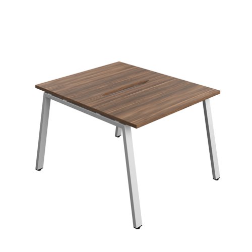 Synergy Bench with Cut Out: 2 Person (FSC) : A-Frame Leg : 1000 700 Dark Walnut/Silver