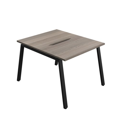 Synergy Bench with Cut Out: 2 Person (FSC) : A-Frame Leg : 1000 700 Grey Oak/Black