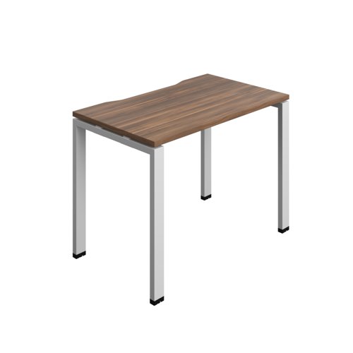 Synergy Bench with Cut Out: 1 Person (FSC) : Goal Post Leg : 1000 700 Dark Walnut/Silver