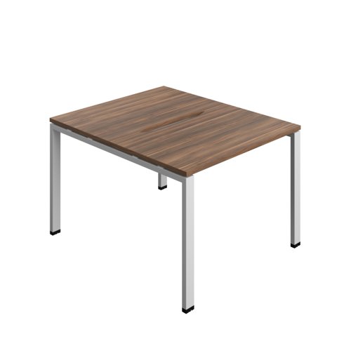 Synergy Bench with Cut Out: 2 Person (FSC) : Goal Post Leg : 1000 700 Dark Walnut/Silver