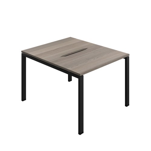 Synergy Bench with Cut Out: 2 Person (FSC) : Goal Post Leg : 1000 700 Grey Oak/Black
