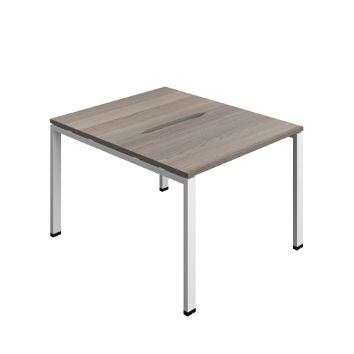Synergy Bench with Cut Out: 2 Person (FSC) : Goal Post Leg : 1000 700 Grey Oak/White