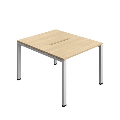 Synergy Bench with Cut Out: 2 Person (FSC) : Goal Post Leg : 1000 700 Nova Oak/Silver