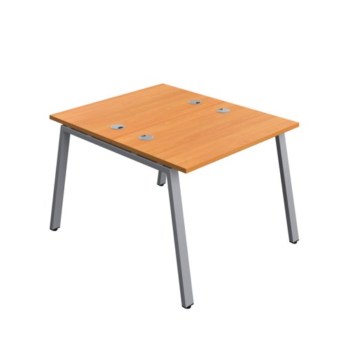 Synergy Bench with Cable Ports: 2 Person (FSC) : A-Frame Leg : 1000 700 Beech/Silver