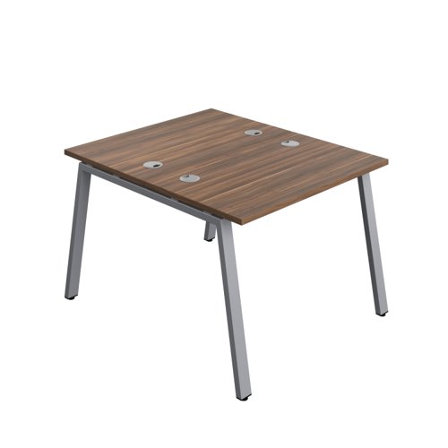 Synergy Bench with Cable Ports: 2 Person (FSC) : A-Frame Leg : 1000 700 Dark Walnut/Silver
