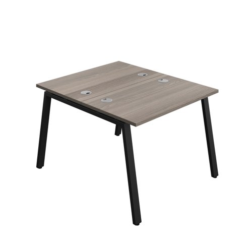 Synergy Bench with Cable Ports: 2 Person (FSC) : A-Frame Leg : 1000 700 Grey Oak/Black
