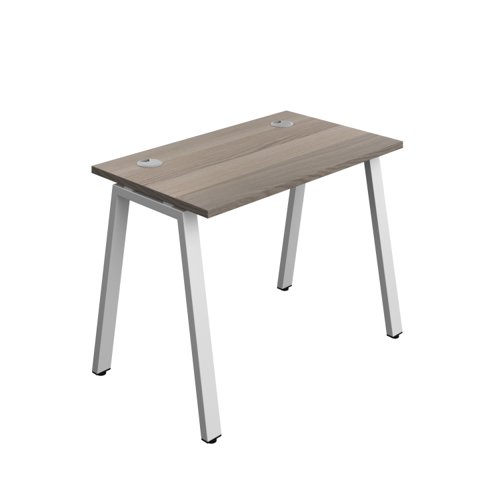 Synergy Bench with Cable Ports: 1 Person (FSC) : A-Frame Leg : 1000 700 Grey Oak/Silver