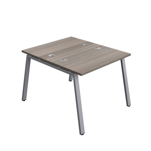 Synergy Bench with Cable Ports: 2 Person (FSC) : A-Frame Leg : 1000 700 Grey Oak/Silver