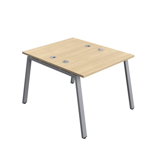 Synergy Bench with Cable Ports: 2 Person (FSC) : A-Frame Leg : 1000 700 Nova Oak/Silver