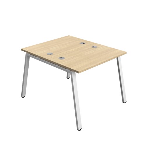 Synergy Bench with Cable Ports: 2 Person (FSC) : A-Frame Leg : 1000 700 Nova Oak/White