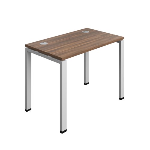 Synergy Bench with Cable Ports: 1 Person (FSC) : Goal Post Leg : 1000 700 Dark Walnut/Silver