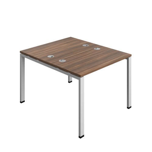 Synergy Bench with Cable Ports: 2 Person (FSC) : Goal Post Leg : 1000 700 Dark Walnut/Silver