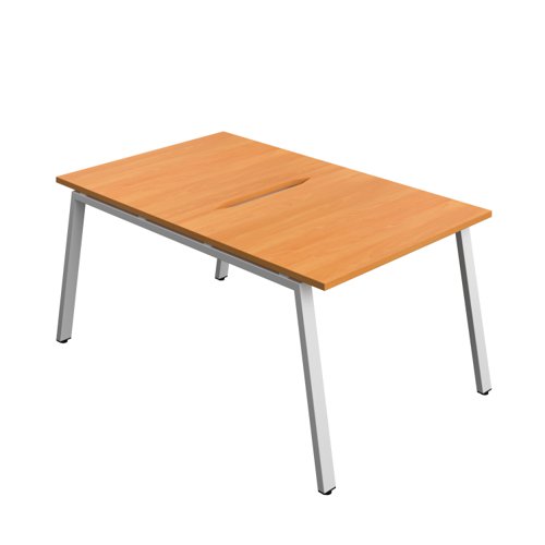 Synergy Bench with Cut Out: 2 Person (FSC) : A-Frame Leg : 1000 800 Beech/Silver