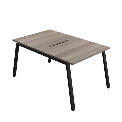 Synergy Bench with Cut Out: 2 Person (FSC) : A-Frame Leg : 1000 800 Grey Oak/Black