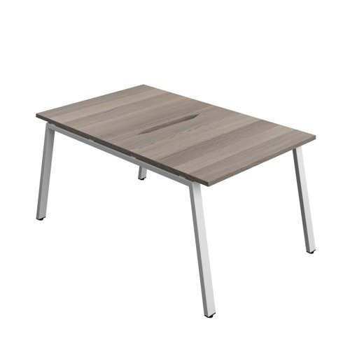 Synergy Bench with Cut Out: 2 Person (FSC) : A-Frame Leg : 1000 800 Grey Oak/Silver