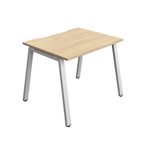 Synergy Bench with Cut Out: 1 Person (FSC) : A-Frame Leg : 1000 800 Nova Oak/Silver