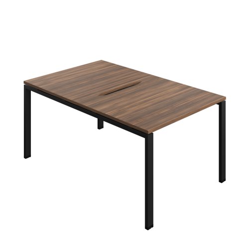 Synergy Bench with Cut Out: 2 Person (FSC) : Goal Post Leg : 1000 800 Dark Walnut/Black
