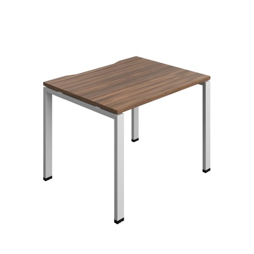Synergy Bench with Cut Out: 1 Person (FSC) : Goal Post Leg : 1000 800 Dark Walnut/Silver