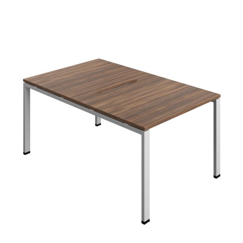 Synergy Bench with Cut Out: 2 Person (FSC) : Goal Post Leg : 1000 800 Dark Walnut/Silver