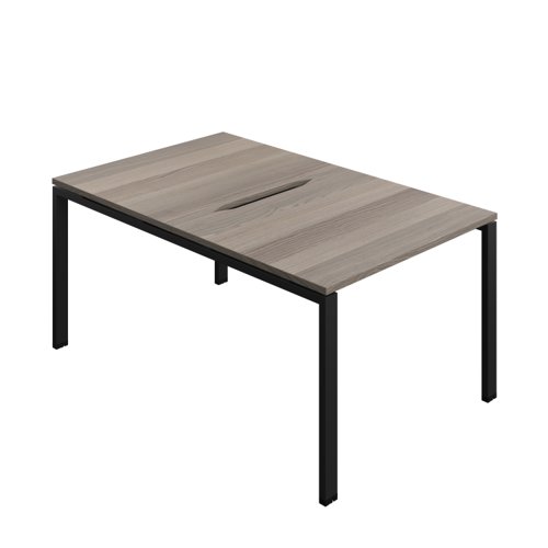 Synergy Bench with Cut Out: 2 Person (FSC) : Goal Post Leg : 1000 800 Grey Oak/Black