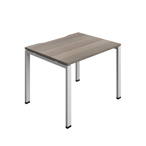 Synergy Bench with Cut Out: 1 Person (FSC) : Goal Post Leg : 1000 800 Grey Oak/Silver
