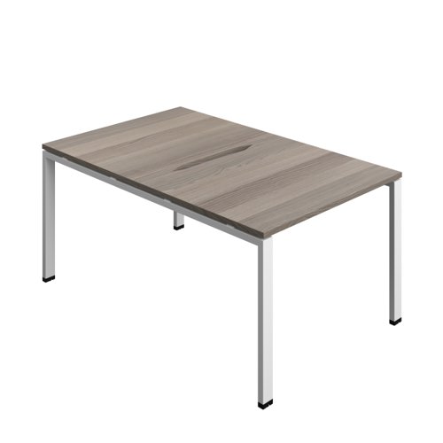 Synergy Bench with Cut Out: 2 Person (FSC) : Goal Post Leg : 1000 800 Grey Oak/White