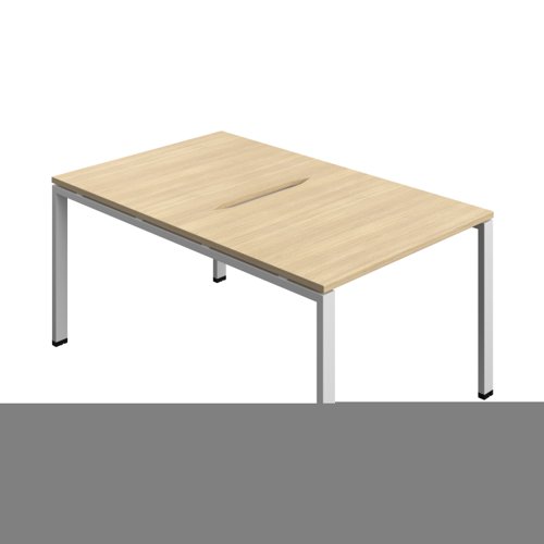 Synergy Bench with Cut Out: 2 Person (FSC) : Goal Post Leg : 1000 800 Nova Oak/Silver