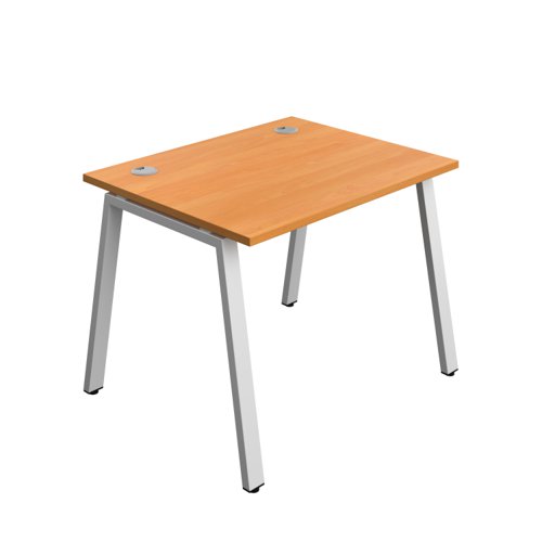 Synergy Bench with Cable Ports: 1 Person (FSC) : A-Frame Leg : 1000 800 Beech/Silver