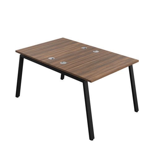 Synergy Bench with Cable Ports: 2 Person (FSC) : A-Frame Leg : 1000 800 Dark Walnut/Black