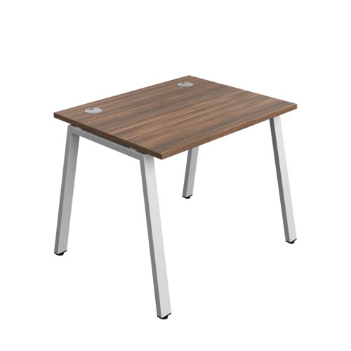 Synergy Bench with Cable Ports: 1 Person (FSC) : A-Frame Leg : 1000 800 Dark Walnut/Silver