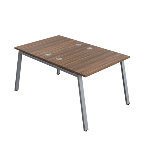 Synergy Bench with Cable Ports: 2 Person (FSC) : A-Frame Leg : 1000 800 Dark Walnut/Silver