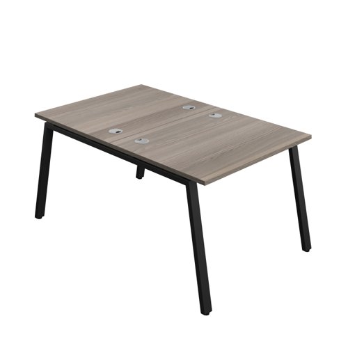 Synergy Bench with Cable Ports: 2 Person (FSC) : A-Frame Leg : 1000 800 Grey Oak/Black